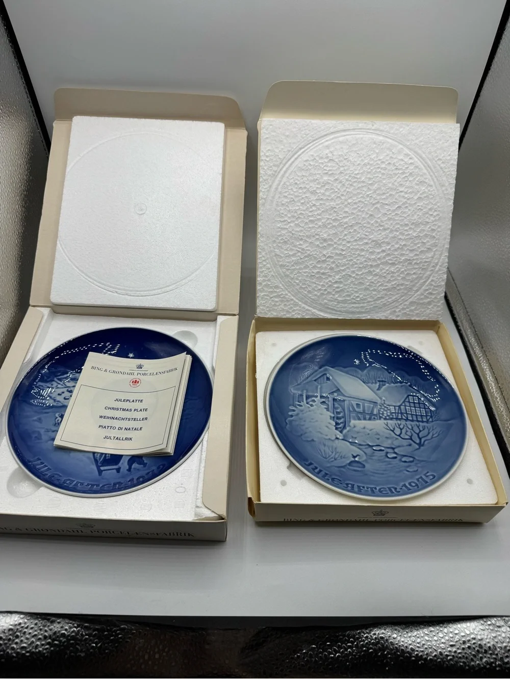 Lot Of 2 Bing & Grondahl (B & G) Annual Winter Christmas Plates ~ 1972, 1975